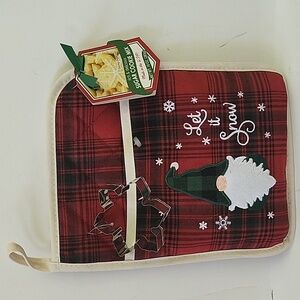 Christmas plaid hot pad let it snow